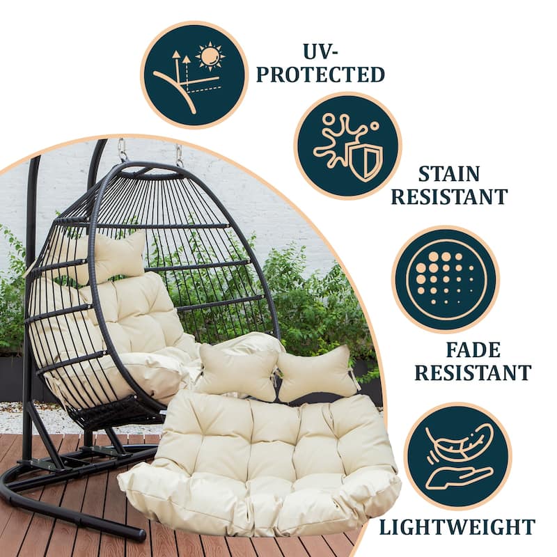 Egg Swing Chair Cushion Durable Weather Resistant Polyester Fits 2 People by LeisureMod