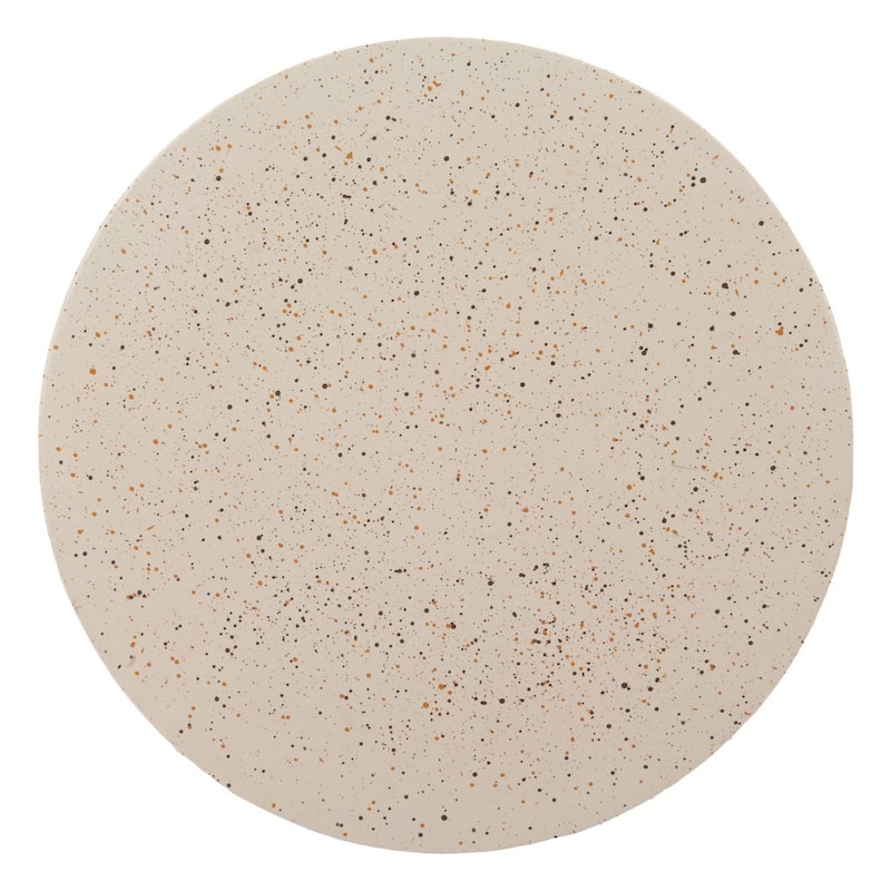 HomeRoots 18" Beige Faux Stone Round Pedestal End Table - 14' X '18.1' X '14