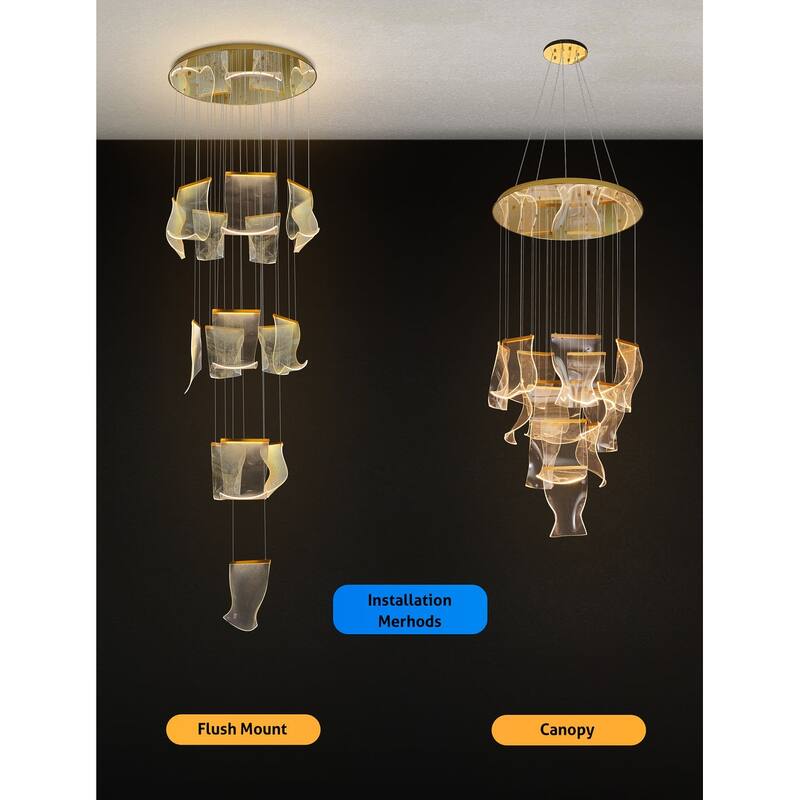 Luxury Acrylic Chandelier 31.5" Wide 16 lights LED Multi Light