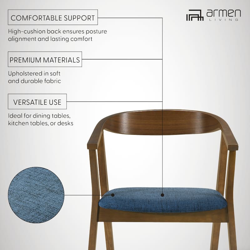 Santana Mid-Century Modern Upholstered Wood Dining Chairs - Set of 2