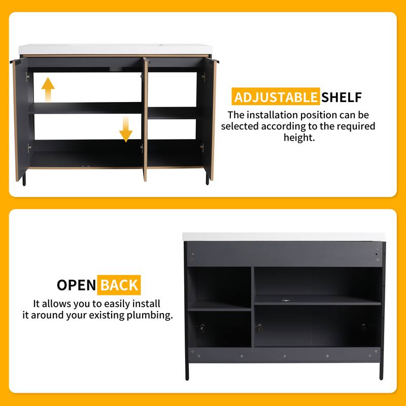 Beingnext 24"/30"/36"/48"/60" Bathroom Vanity with Sink, Freestanding Bathroom Vanity with Soft Close Door and Shelf