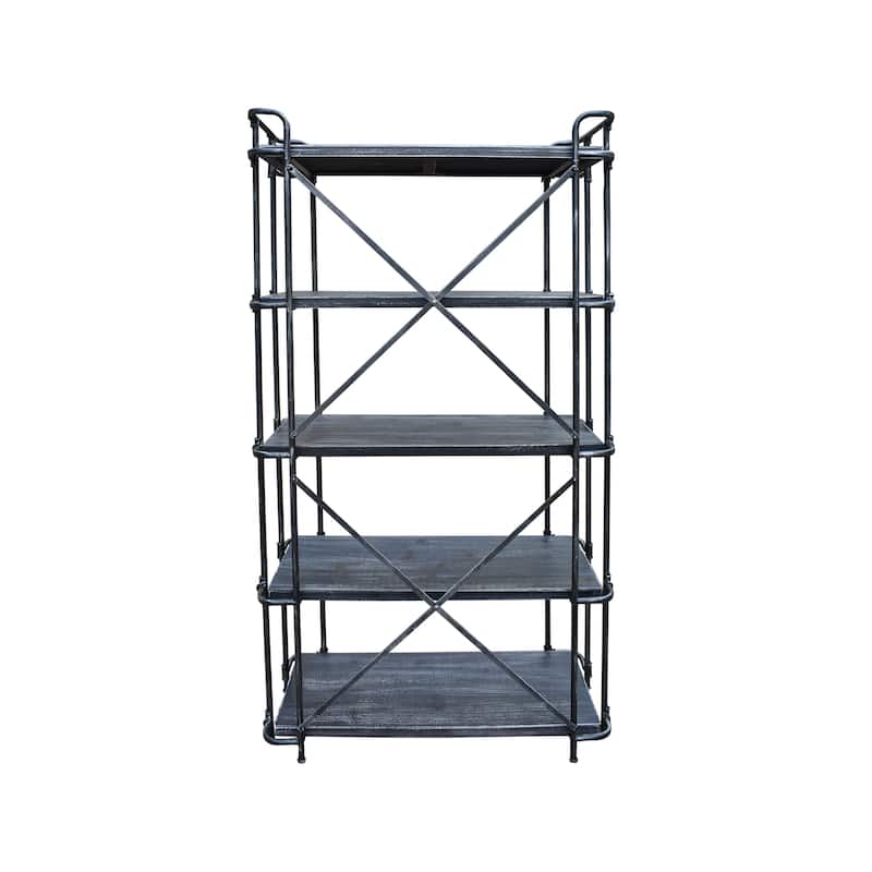 Yorktown Industrial 5 Shelf Firwood Bookcase by Christopher Knight Home