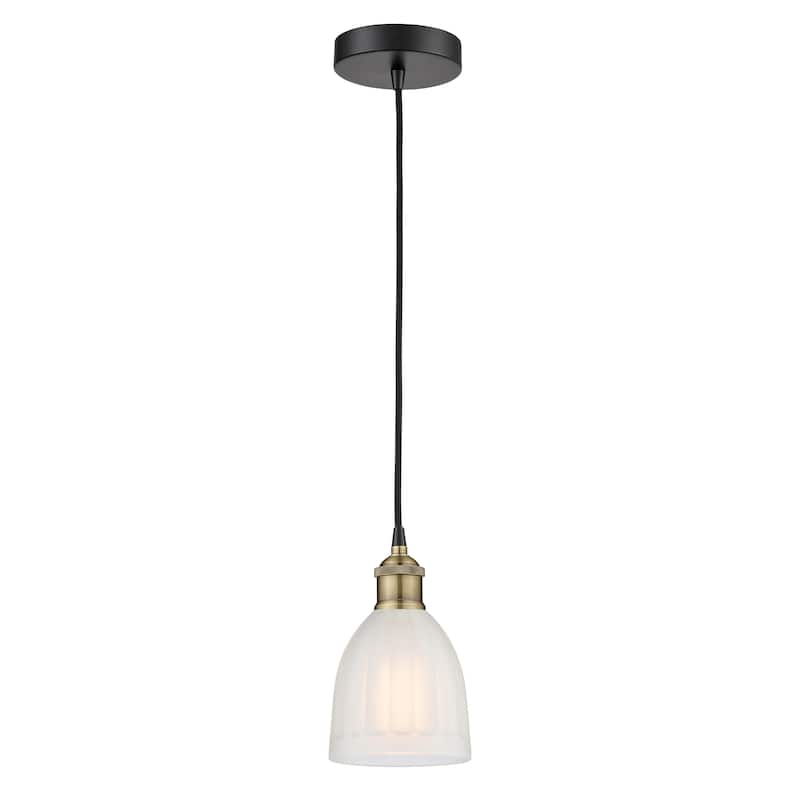 Innovations Lighting Brookfield - 1 Light 6" Cord Hung Mini Pendant - Black Antique Brass/White