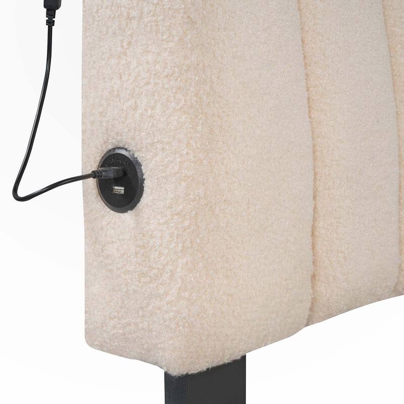 Upholstered Platform Bed with Trundle Teddy Fleece Fabric