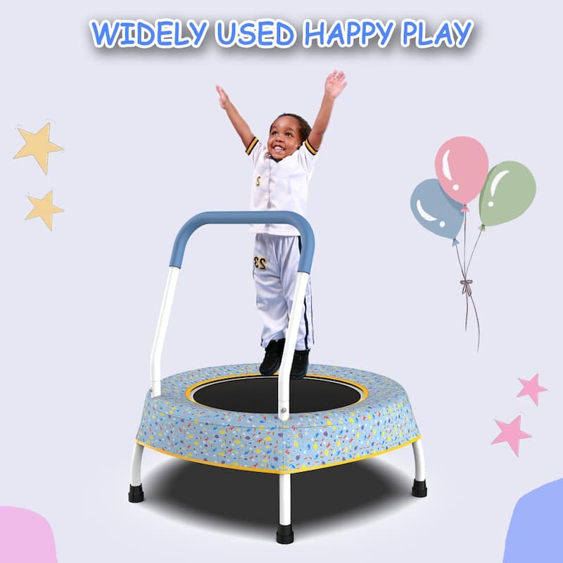 27.5 in.W Toddler Trampoline for Kids 1 Year Plus with Handle - 0-24 Months