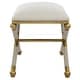 preview thumbnail 7 of 5, Upholstered Rectangular Bench with Metal Base - 24" - Gold and White
