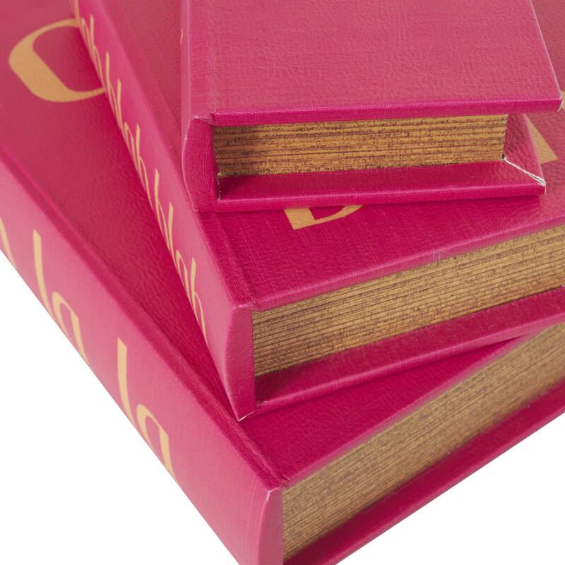 Faux Leather or Linen Fabric Book Storage Box - Set of 3 White, Beige, Black, Red or Light Gray - Roche River Decor
