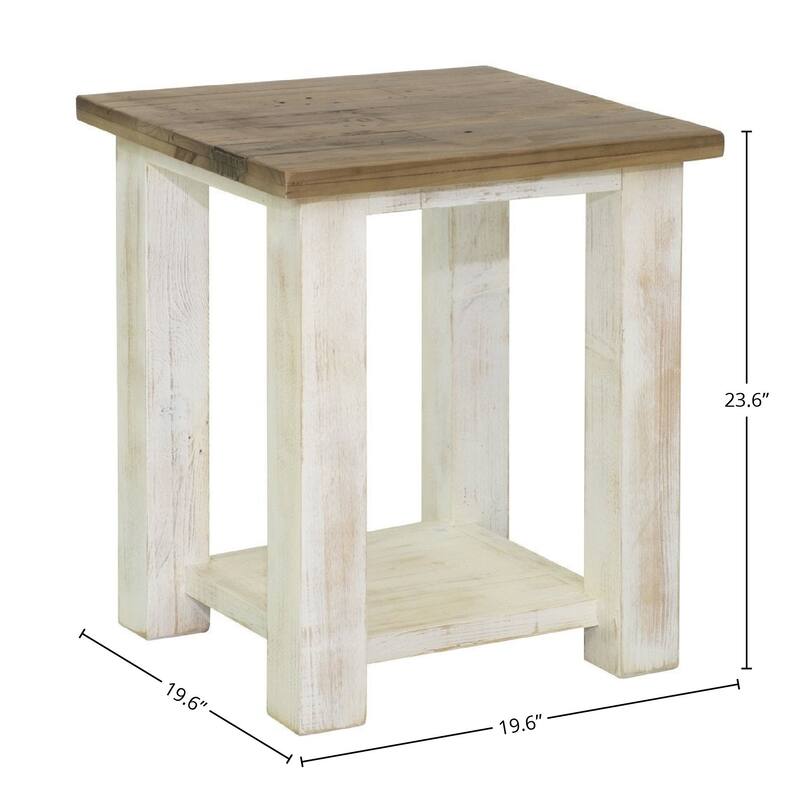 Coonrod Reclaimed Pine Side Table, White/ Brown