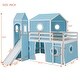 preview thumbnail 12 of 27, Twin Size Loft Bed with Slide, Tent & Tower, Castle-Themed Kids Bed - Blue