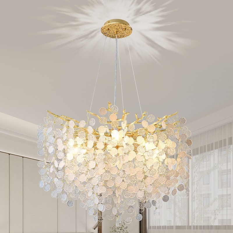 Tree Branch Chandelier Modern Crystal Chandelier Ceiling Hanging Light - 23.62 in x 12.59 in - Gold