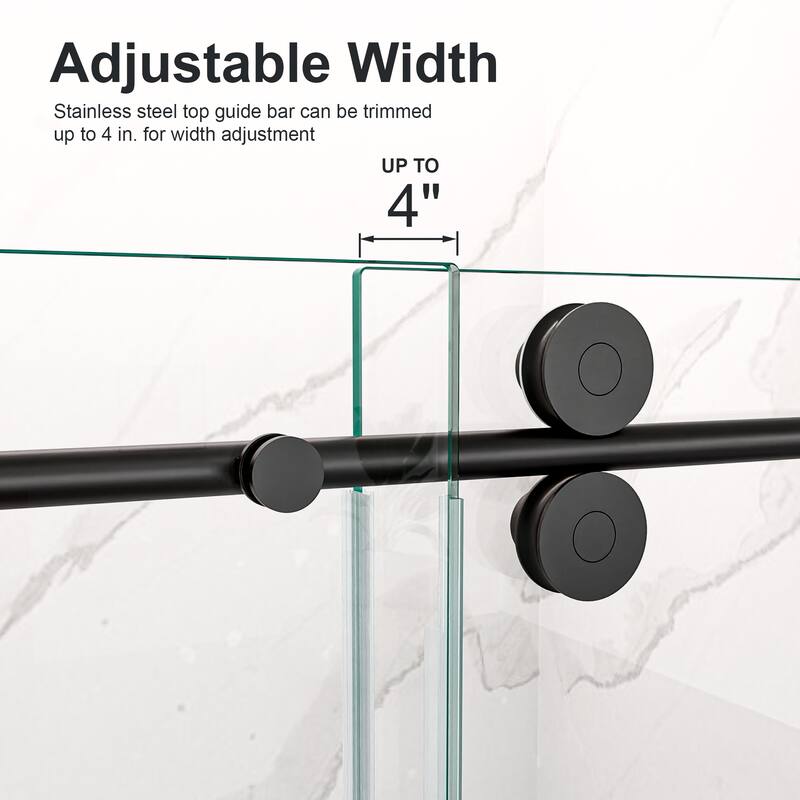 44"-48"W*76" H Frameless Single Sliding Shower Door - 5/16" (8mm) Clear Tempered Glass, Bypass Design