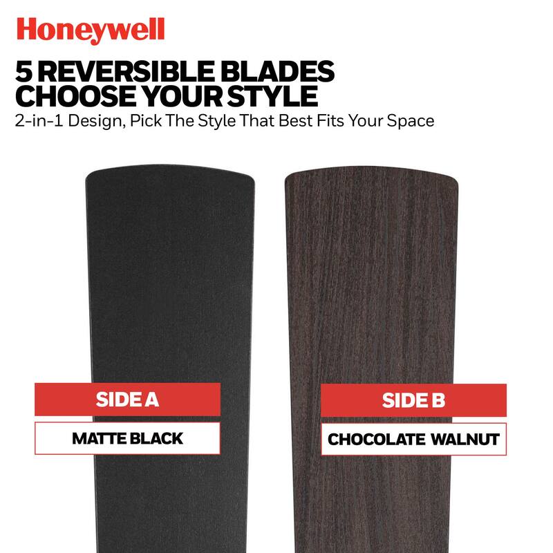 Honeywell 52" Schilling Indoor Matte Black LED Ceiling Fan with Remote Control - 52 Inches