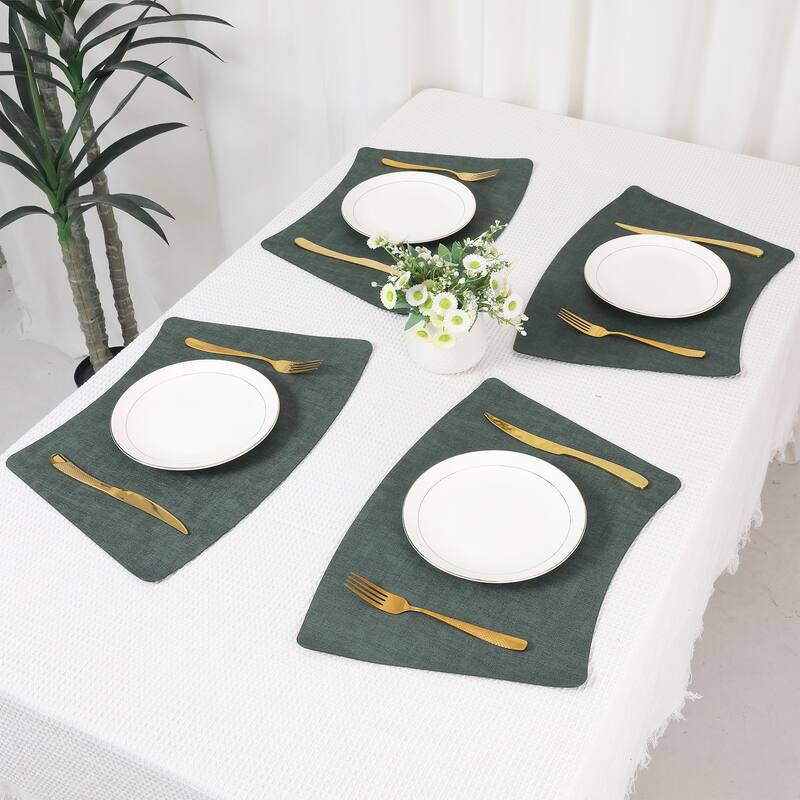6Pcs Faux Leather Placemats for Kitchen Dining Table Decor, Washable - 19*12in