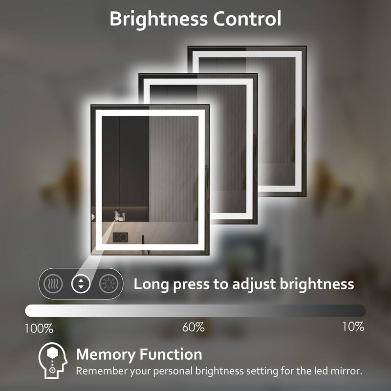 QuivaraView Aluminum front light and backlit LED lighted Framed Tempered Glass Bathroom Vanity Wall Mounted Mirror