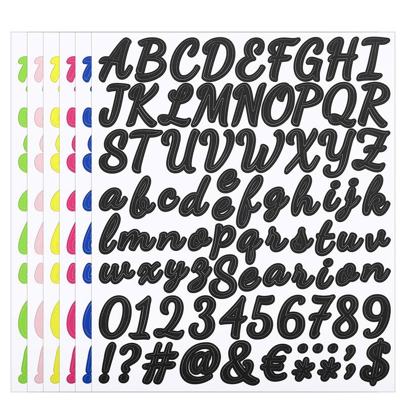 Alphabet Letters Numbers Stickers Set, Self Adhesive Cursive, Colorful