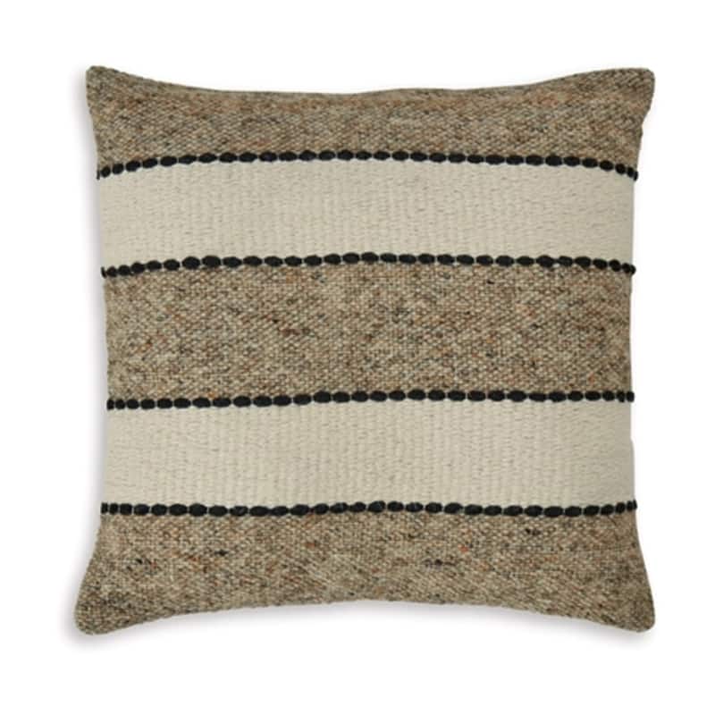 Fordy 20 Inch Decorative Throw Pillow Set of 4, Woven Stripes, Ivory, Tan