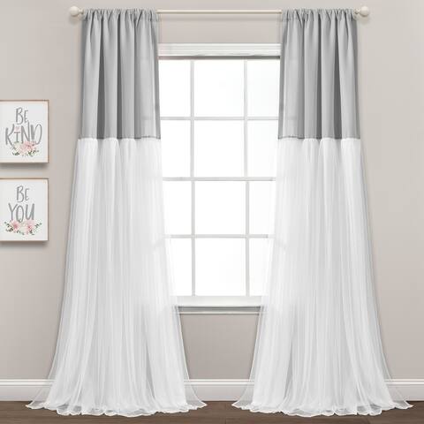 Lush Decor Tulle Skirt Colorblock Window Curtain Panel Pair - 84" x 40"
