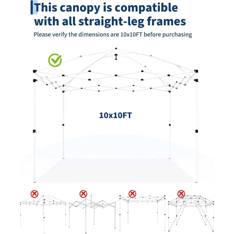 10x10ft Waterproof Pop Up Canopy Tent Replacement Top for Outdoor Garden Patio Sun Shade (Top Only) - N/A