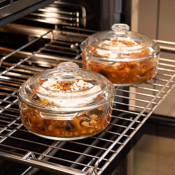 slide 2 of 6, Libbey Baker's Basics 2-Piece Glass Casserole Baking Dish Set with Glass Covers Set of 4