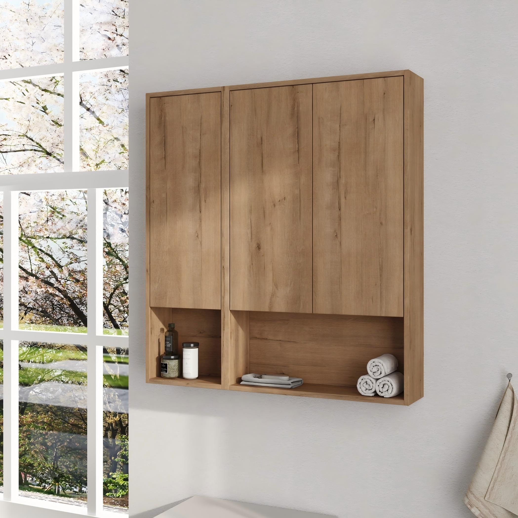 Malwee 12"/24"/36" Wall Cabinet, Wall Mounted Home Storage Cabinet, Bathroom Medicine Cabinet with Soft Close Door and Shelf