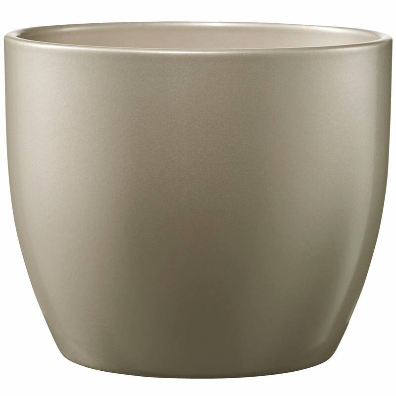 6.3" Ceramic Basel Elegance Indoor Plant Pots - Shiny Light Gray, Shiny Pearl Rose or Gray Beige Metallic - Gray Beige Metallic