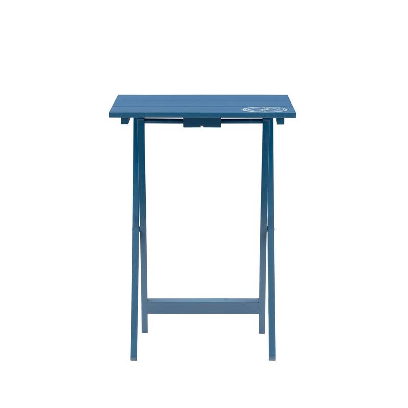 4-Piece Folding Planked Top Tray Table Set - 26.5" - Blue