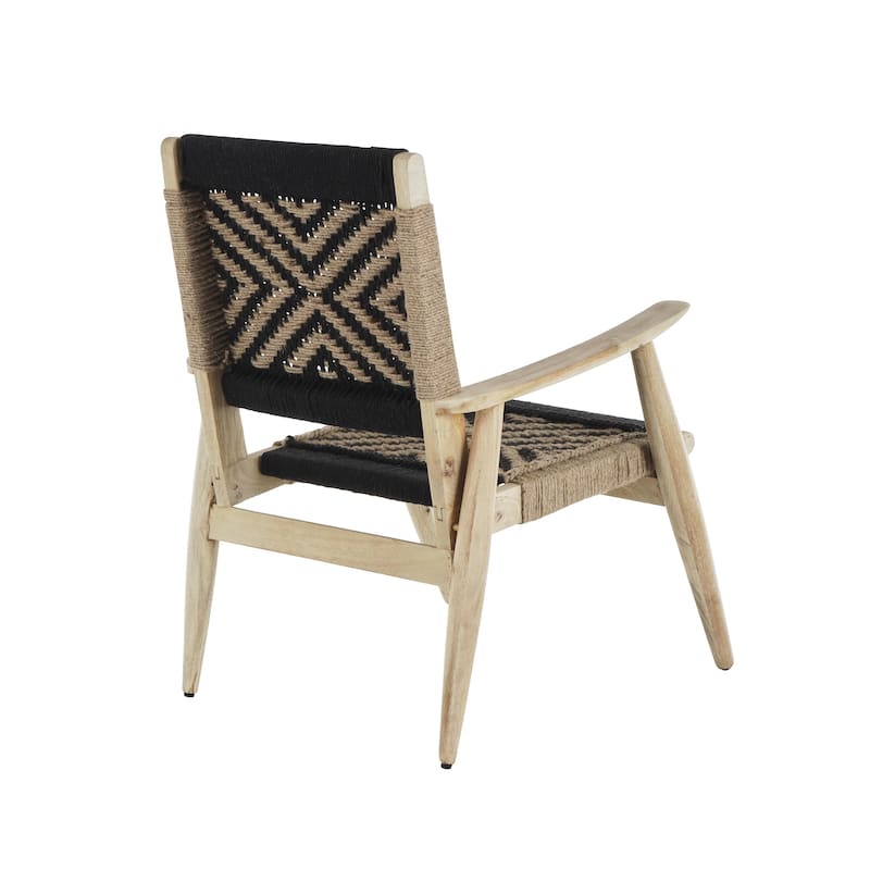Jute Rope Handmade Accent Chair with Brown Mango Wood Frame - White or Black - Roche River Decor