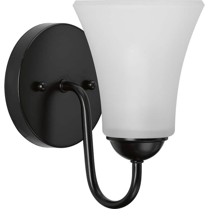 Classic Collection One-Light Matte Black Etched Glass Traditional Bath Vanity Light - 5 in x 7 in x 8 in - 5 in x 7 in x 8 in
