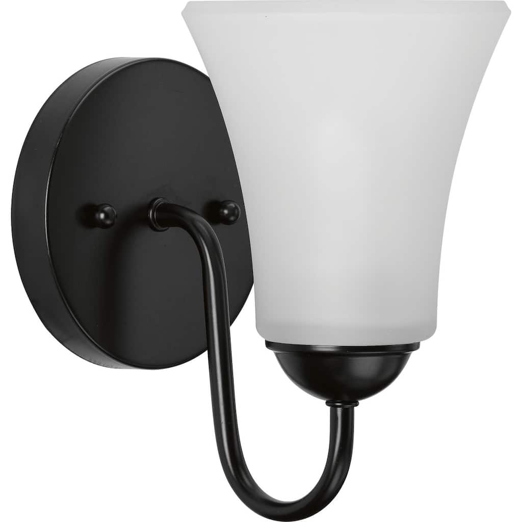 Classic Collection One-Light Matte Black Etched Glass Traditional Bath Vanity Light - 5 in x 7 in x 8 in