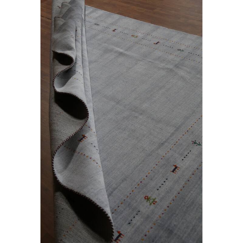 Hand Knotted Oriental 100% Wool Carpet Tribal Animal Pictorial Greys & Charcoal Gabbeh Area Rug - 9' 9'' X 7' 11''