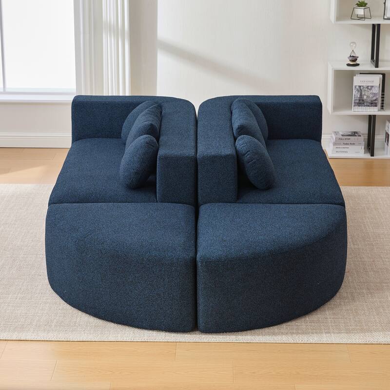 114.9" Modular Sectional Sofa - Boneless Deep Seating Couch with Curved Design, Free-Combined Config