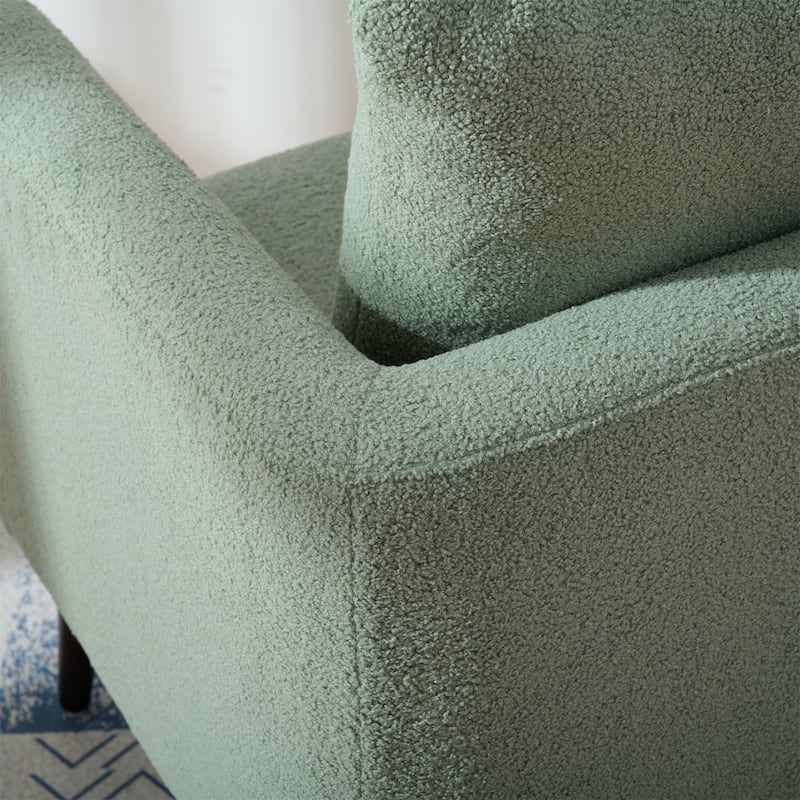 Upholstered Teddy Fabric Accent Chair, Arm Chairs with Pillow Mid Century Modern Living Room Lounge Chair, Single Sofa Chair