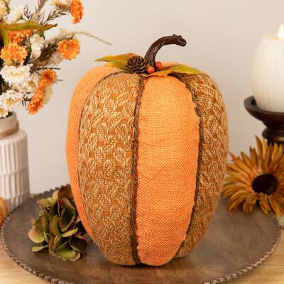 Autumn Harvest Tall Textured Thanksgiving Pumpkin - 10.5" - Orange