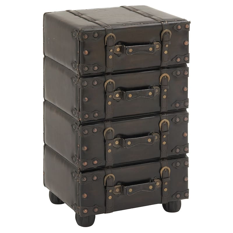 Hamilton Brown Wood/Leather Side Accent Chest