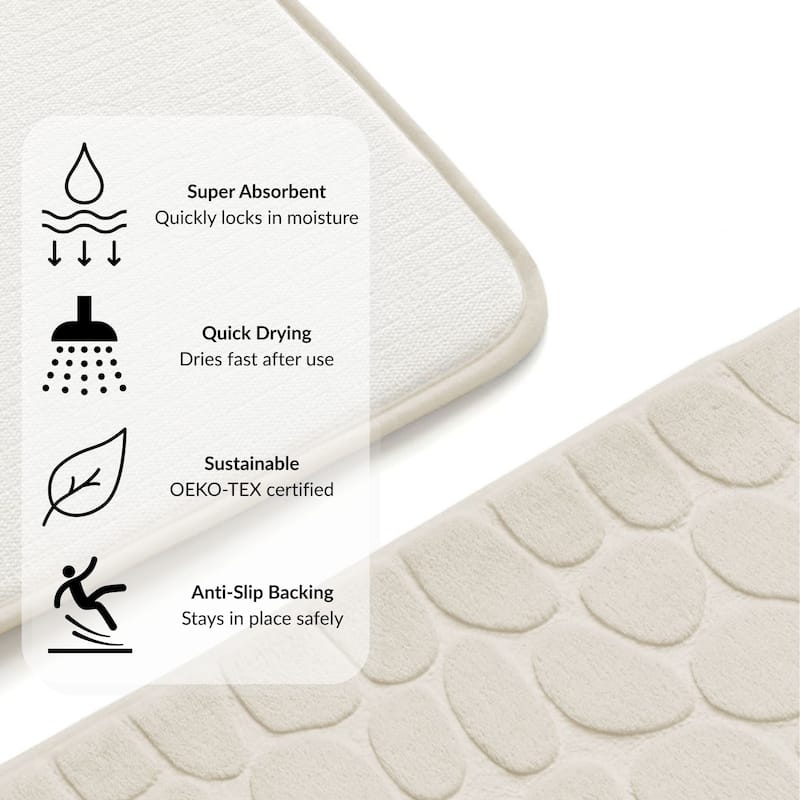 Memory Foam Contour Bath Mat Pebble Design 18x20