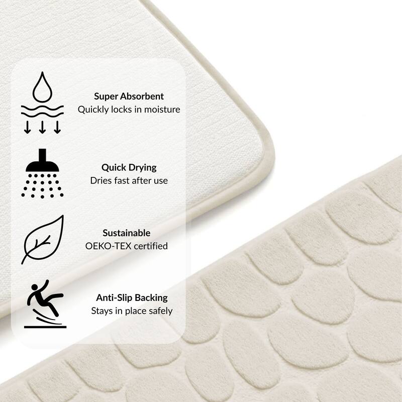 Memory Foam Runner Bath Mat Pebble Design 48x18