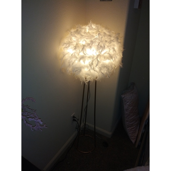stork 52 feather metal led floor lamp white gold by jonathan y