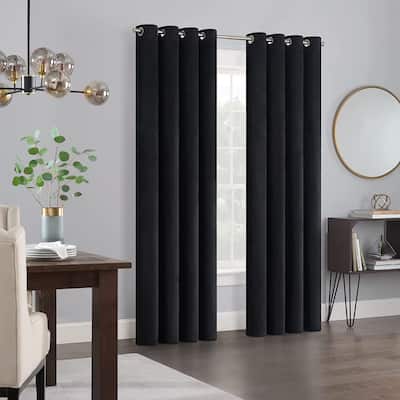Eclipse Allira Velvet Room Darkening Grommet Noise Reduction Curtains (2 Panels)