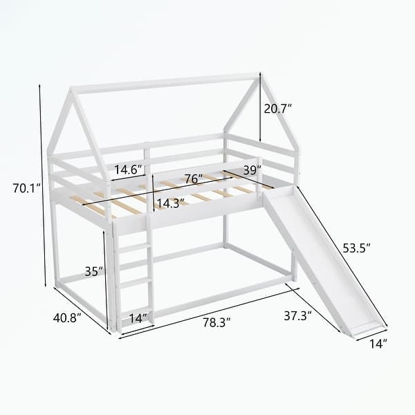 Twin Size Bunk House Bed with Convertible Slide and Ladder - Bed Bath ...