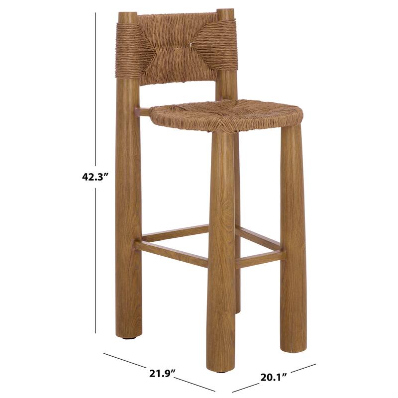 SAFAVIEH Couture Outdoor Patio Furniture Romona Round Barstool, Fully Assembled - 20"W x 22"D x 42"H