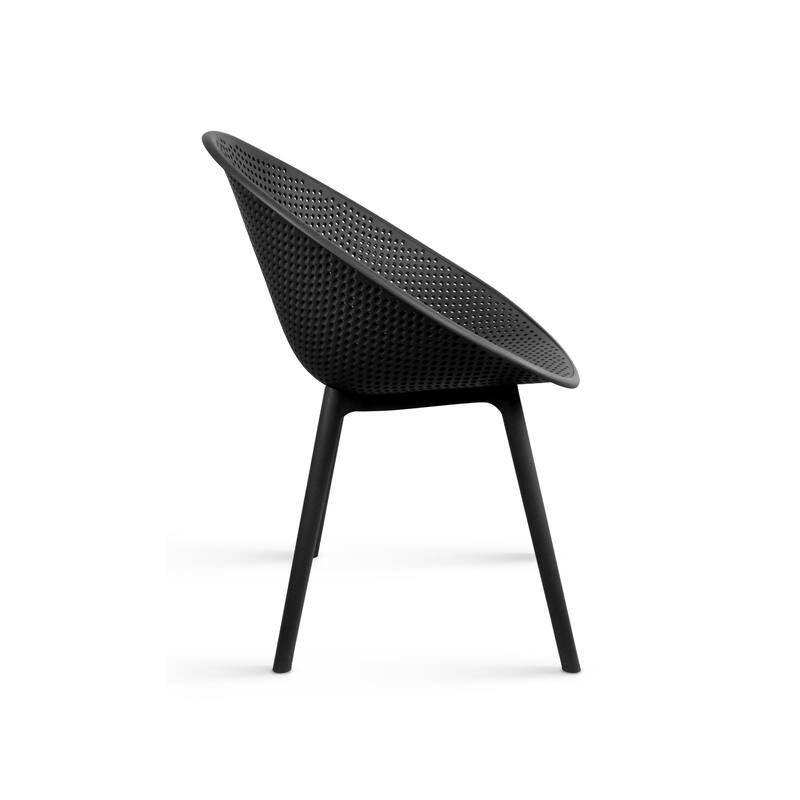 Modern Plastic Dining Chair Plastic Legs with Breathable Perforated Egg Shaped Seat for Indoor/Outdoor Use