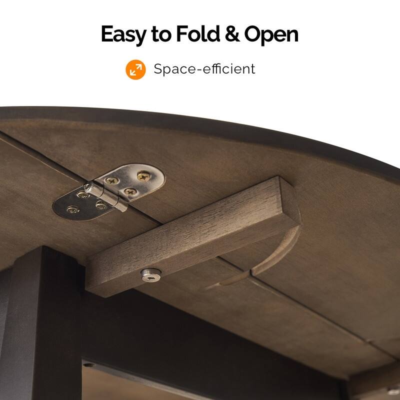 Extendable Round Solid Wood Dining Table (Only Table)