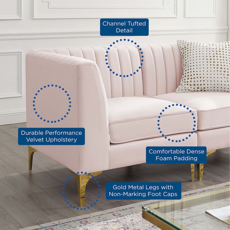 Triumph Channel Tufted Performance Velvet 6-Piece Sectional Sofa