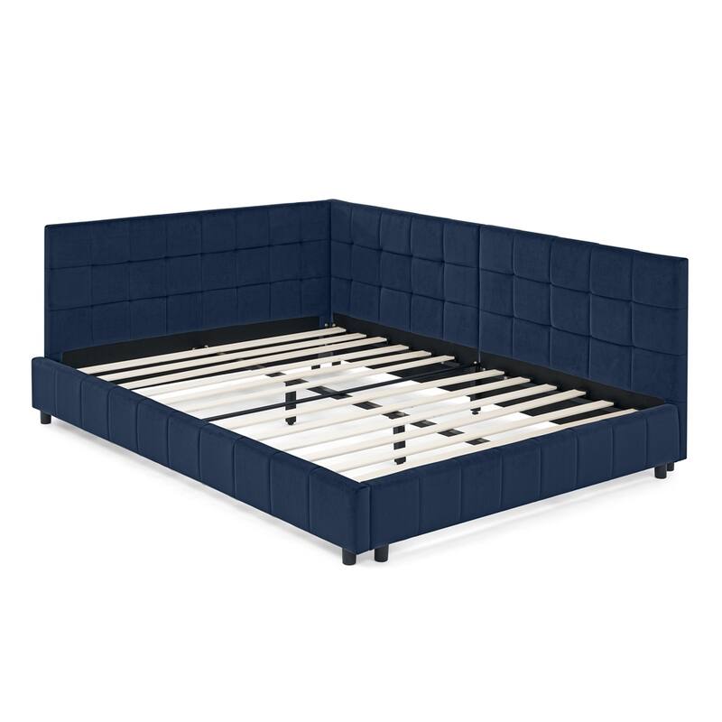 Upholstered Tufted Bed Frame Velvet Fabric Daybed
