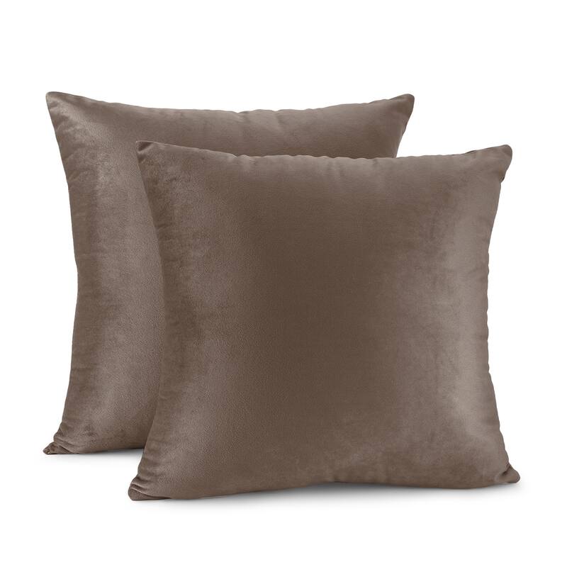 Porch & Den Cosner Microfiber Velvet Throw Pillow Covers (Set of 2) - 20" x 20" - Chocolate Brown