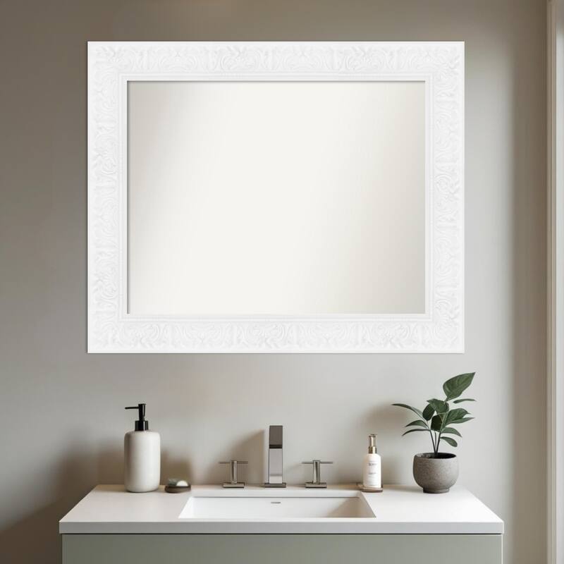 Luxe Non-Beveled Framed Bathroom Vanity Wall Mirror