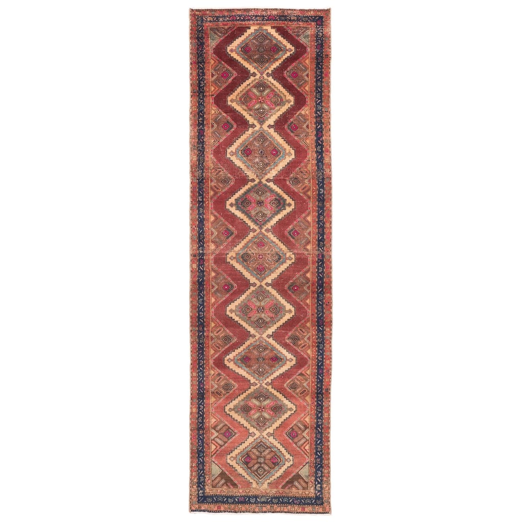 ECARPETGALLERY Hand-knotted Antalya Vintage Dark Red Wool Rug - 3'0 x 10'7