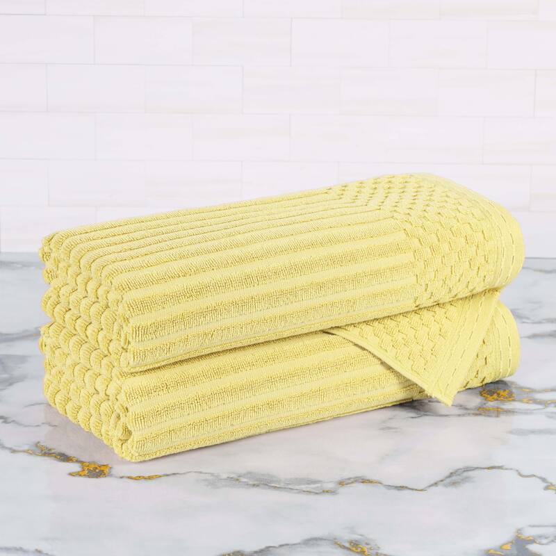 Superior Soho Ribbed Cotton Bath Towel Set of 2 - Yellow Gold