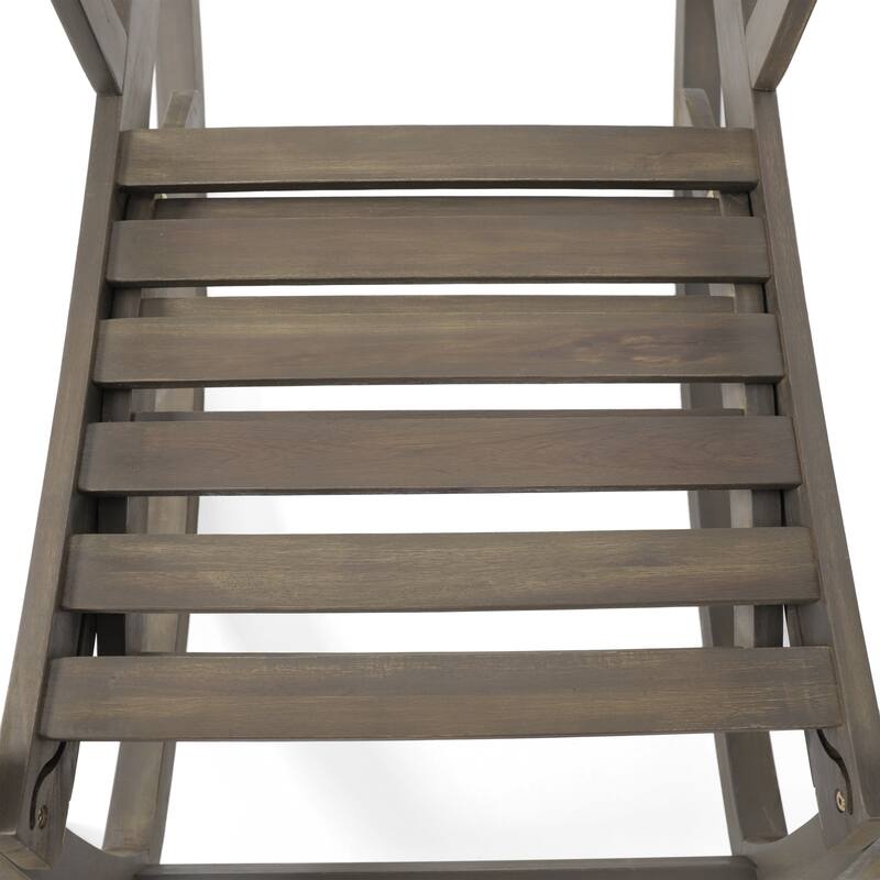 Cusp Barn Acacia Wood Design Resistant Reclining Rocking Chair, Retractable Footrest With Rocking Feature