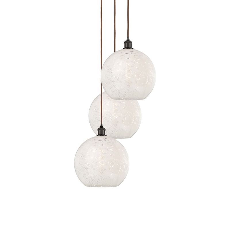 Innovations Lighting 113B-3P-14-19 White Mouchette Pendant White - Oil Rubbed Bronze